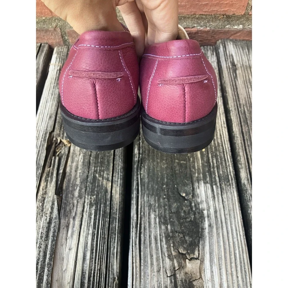 Duke + Dexter Wilde Burgundy White Penny Loafers Size 7D US Made In England $340